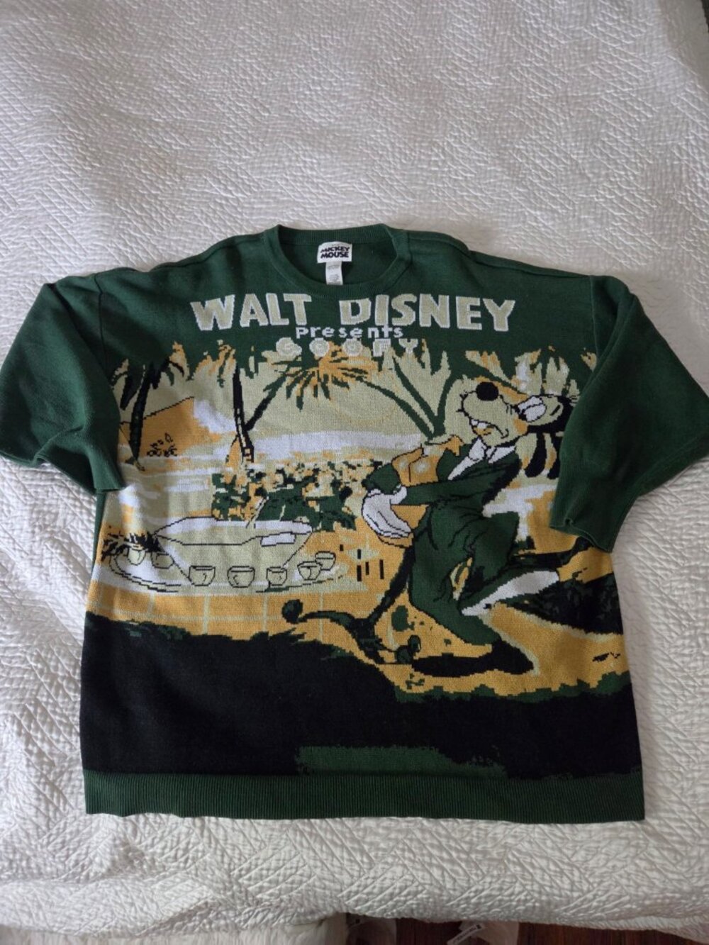 Disney Mickey Mouse Walt Disney Presents Intarsia Sweater 2X Green Goofy - Picture 2 of 6